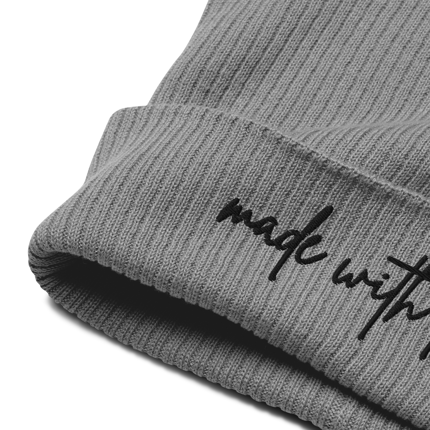 Made with Love Unisex Organic Ribbed Beanie Black