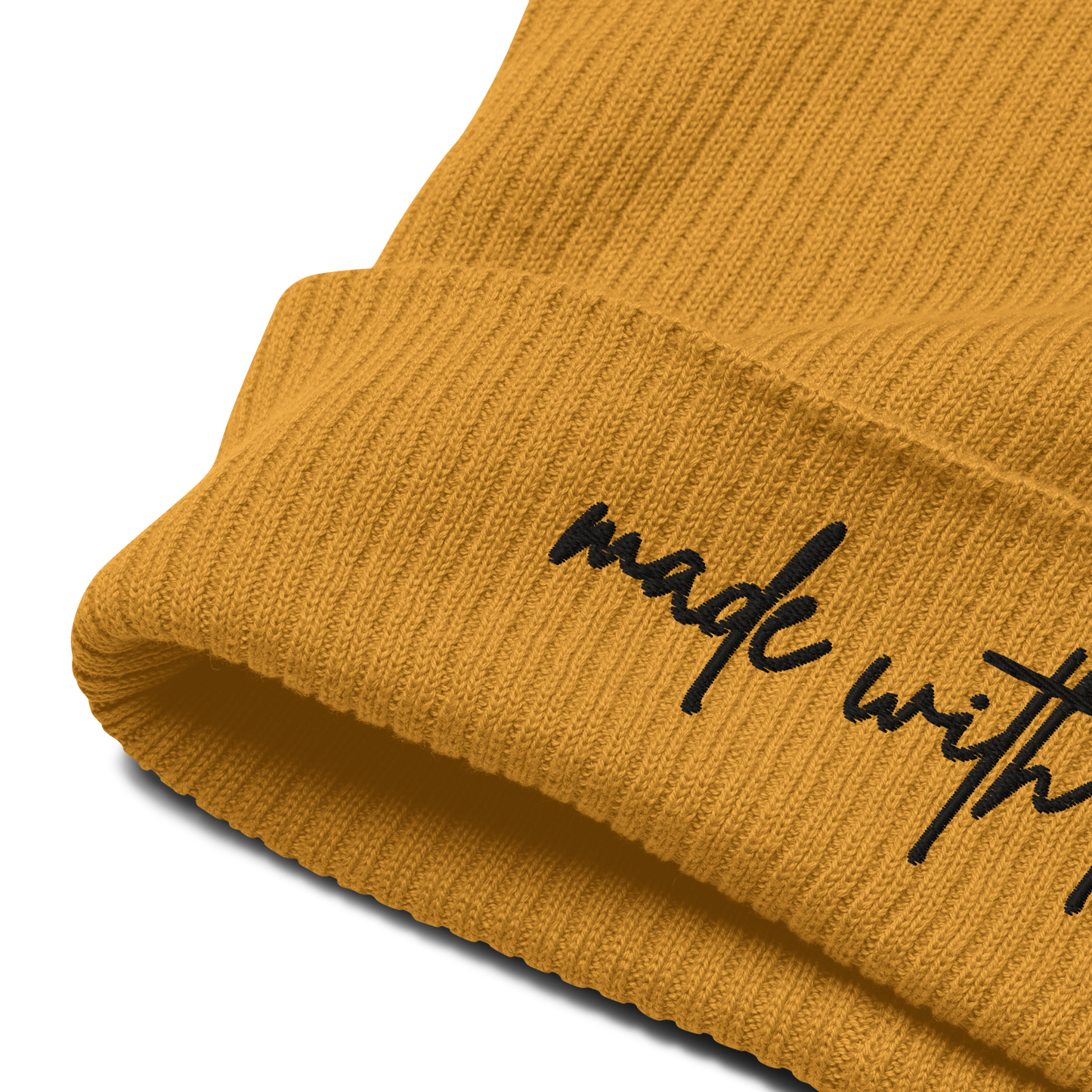 Made with Love Unisex Organic Ribbed Beanie Black