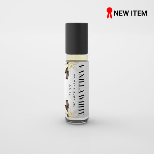 Vanilla White Women's Body Oil Roll-on Bottle 1/8 oz