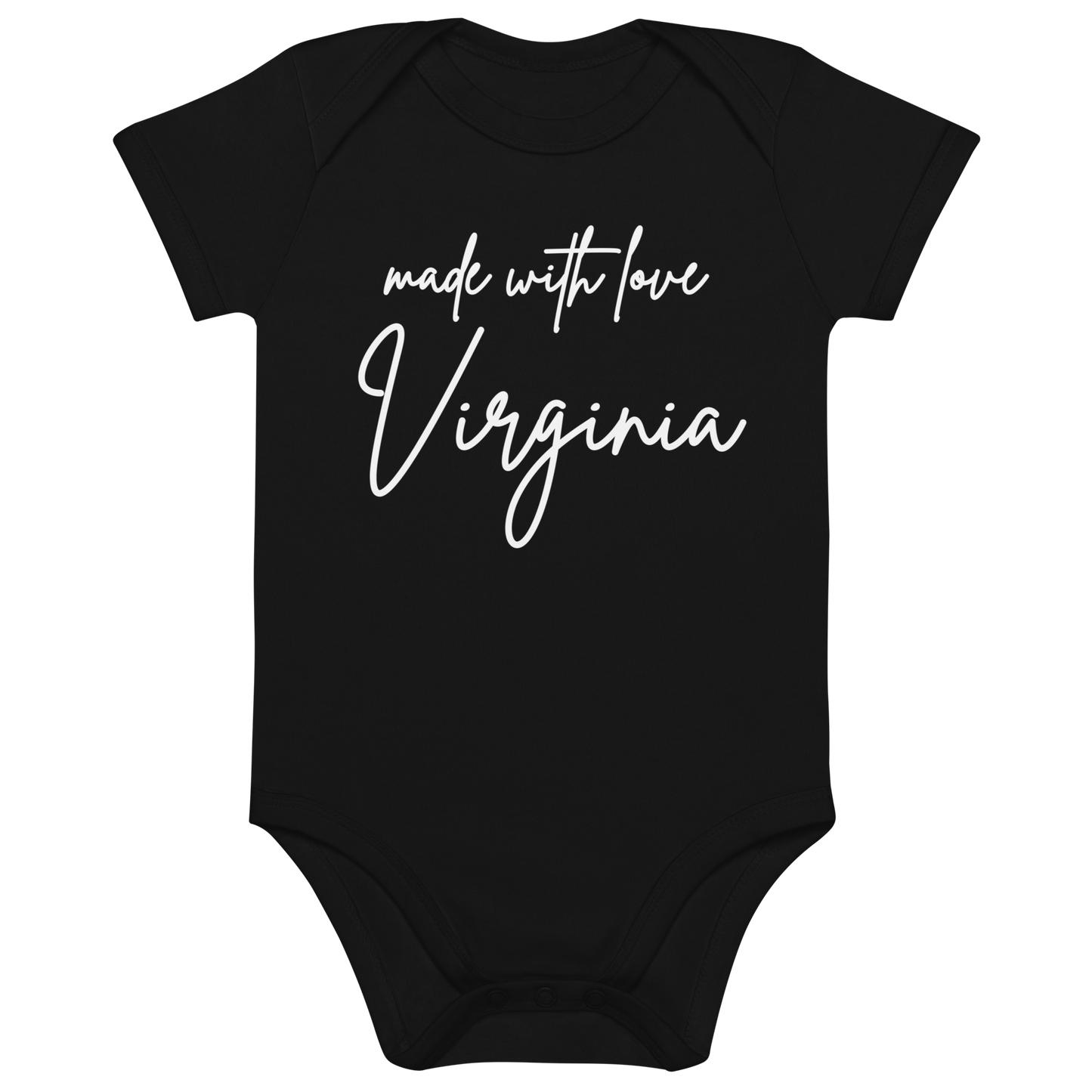 Made with Love Virginia Unisex Organic Cotton Baby Bodysuit Black