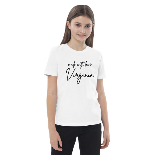 Made with Love Virginia Unisex Organic Cotton Kids T-Shirt White/Black