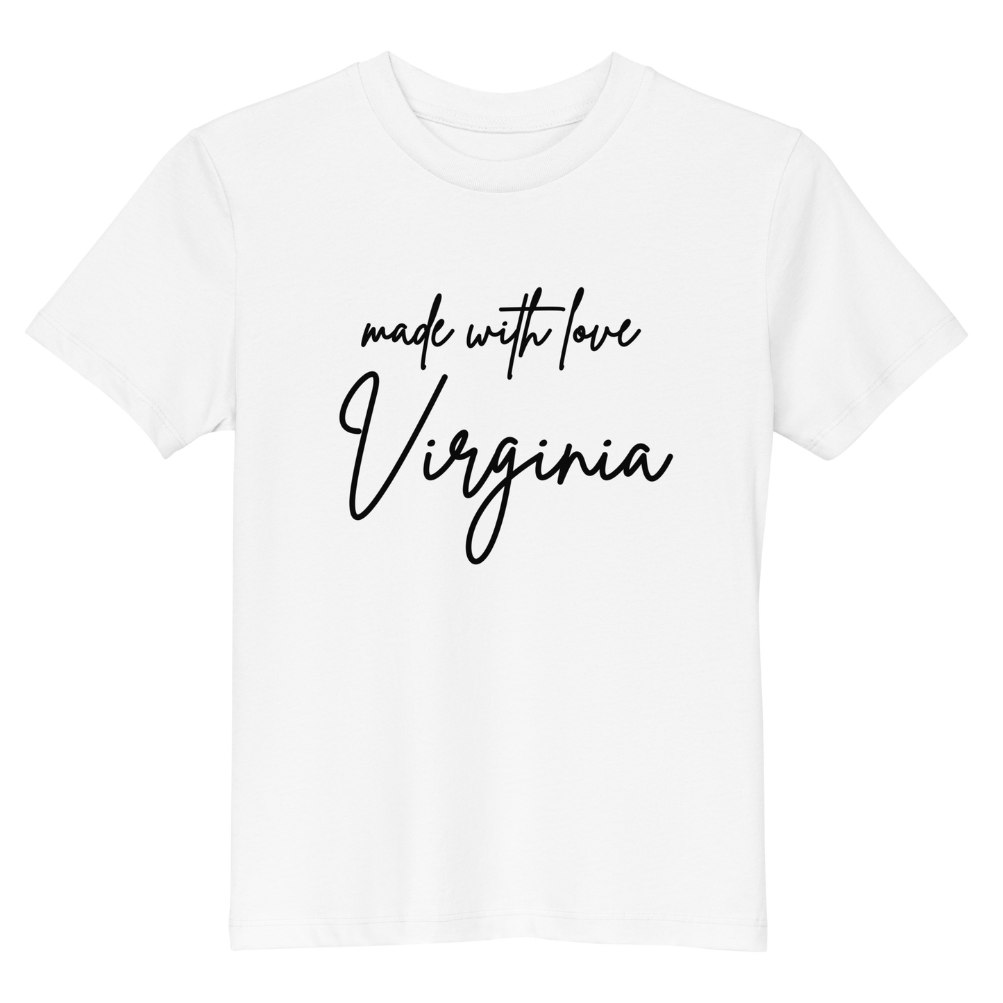 Made with Love Virginia Unisex Organic Cotton Kids T-Shirt White/Black